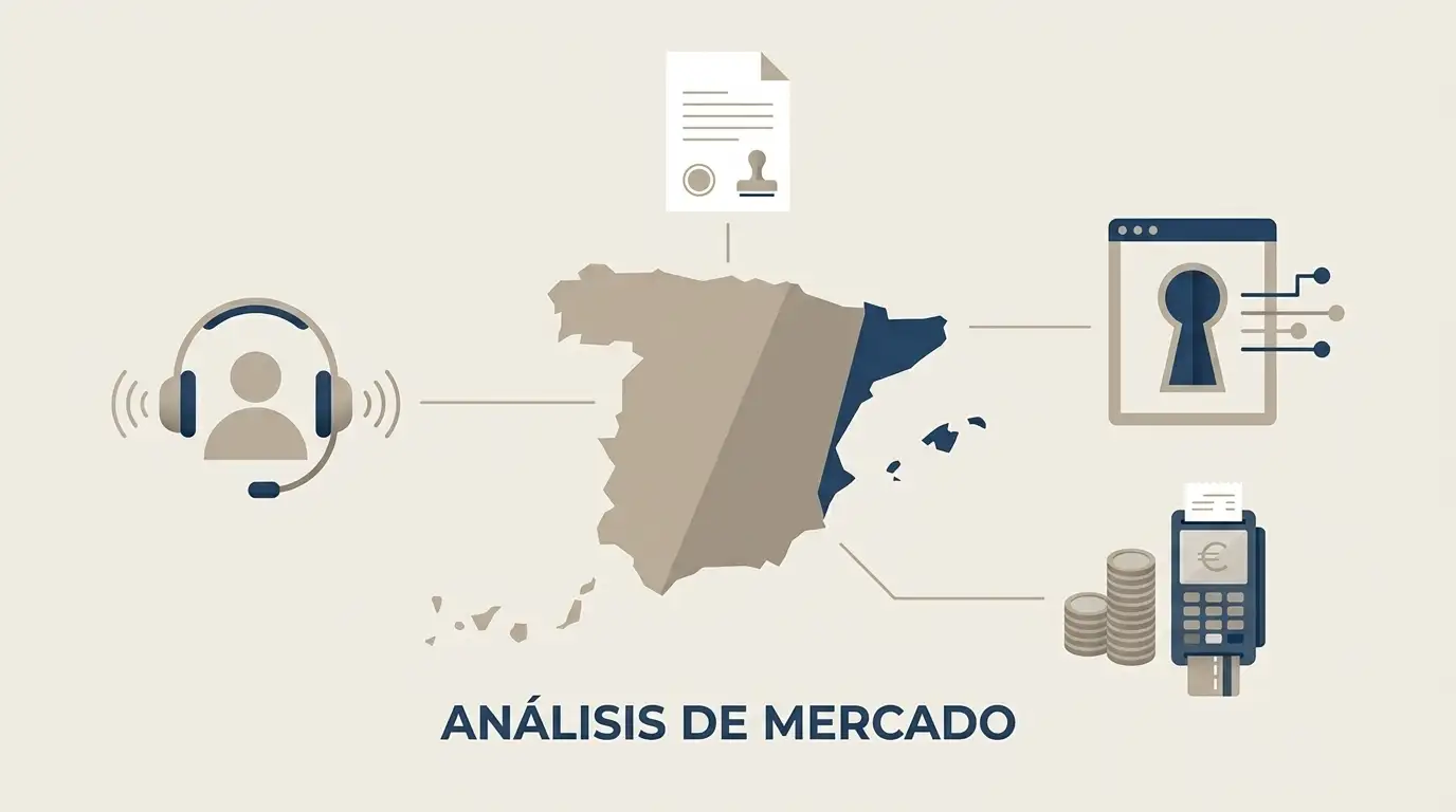 Esquema conceptual sobre regulación, acceso y cuenta de casino online en España