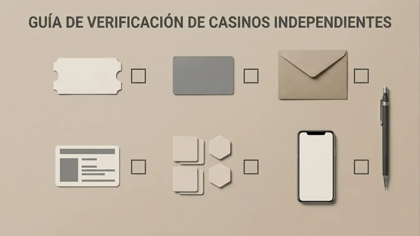 Checklist conceptual de bono, pagos, retirada, verificación, juegos y móvil